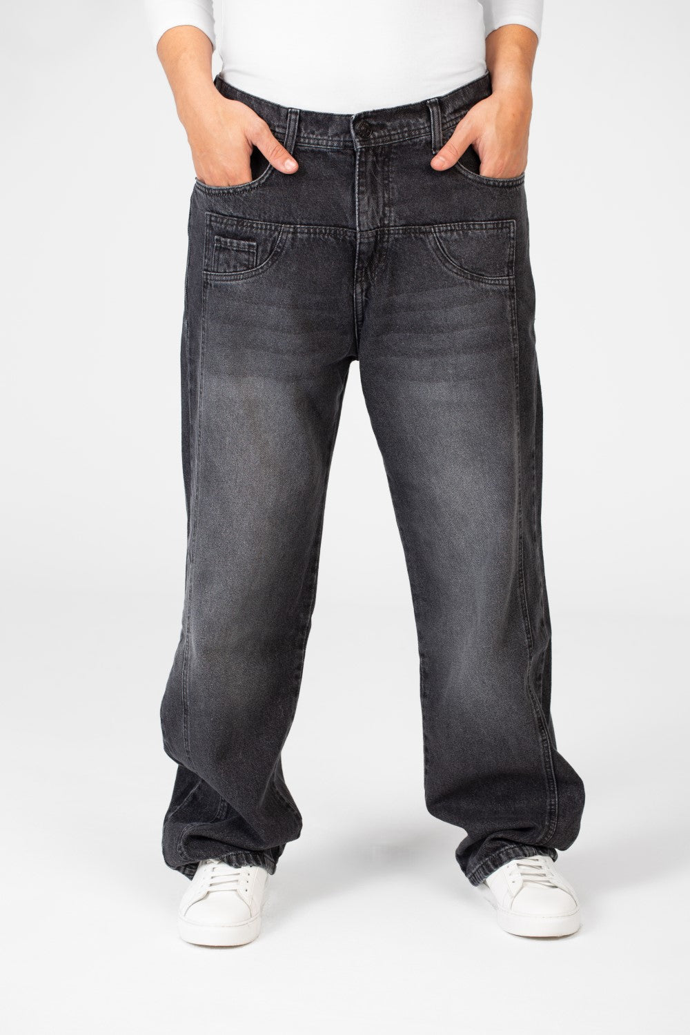 Men's Wide Leg Jeans Pants With Front Button Closure