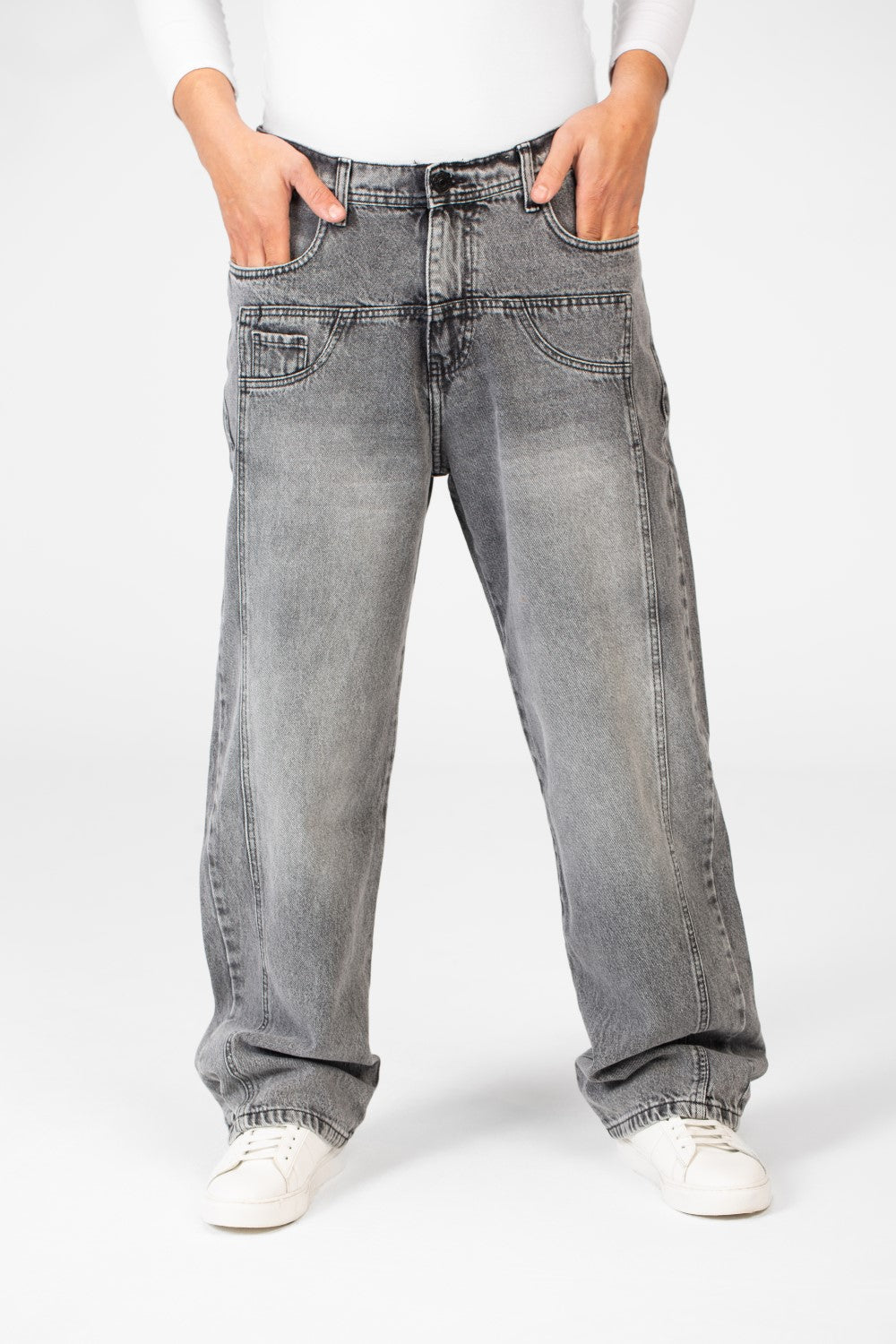 Men's Wide Leg Jeans Pants With Front Button Closure