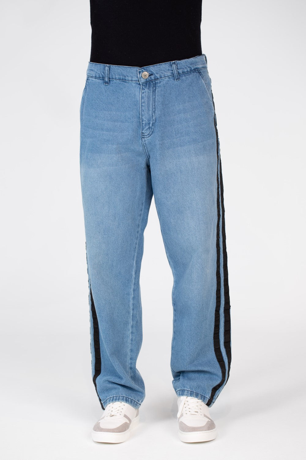 Men's Wide Leg Jeans Pants With Basic Details