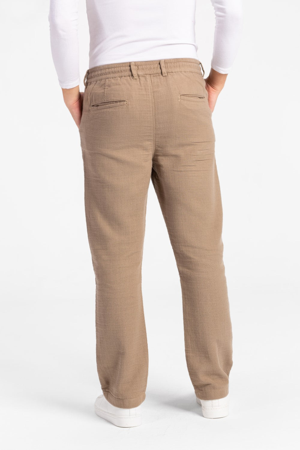 Men's Stylish Drawstring Waist Linen Pants With Pockets