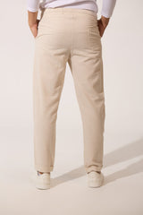 Men's Basic Slim Fit Linen Trouser Pants With Elastic Waist And Pockets