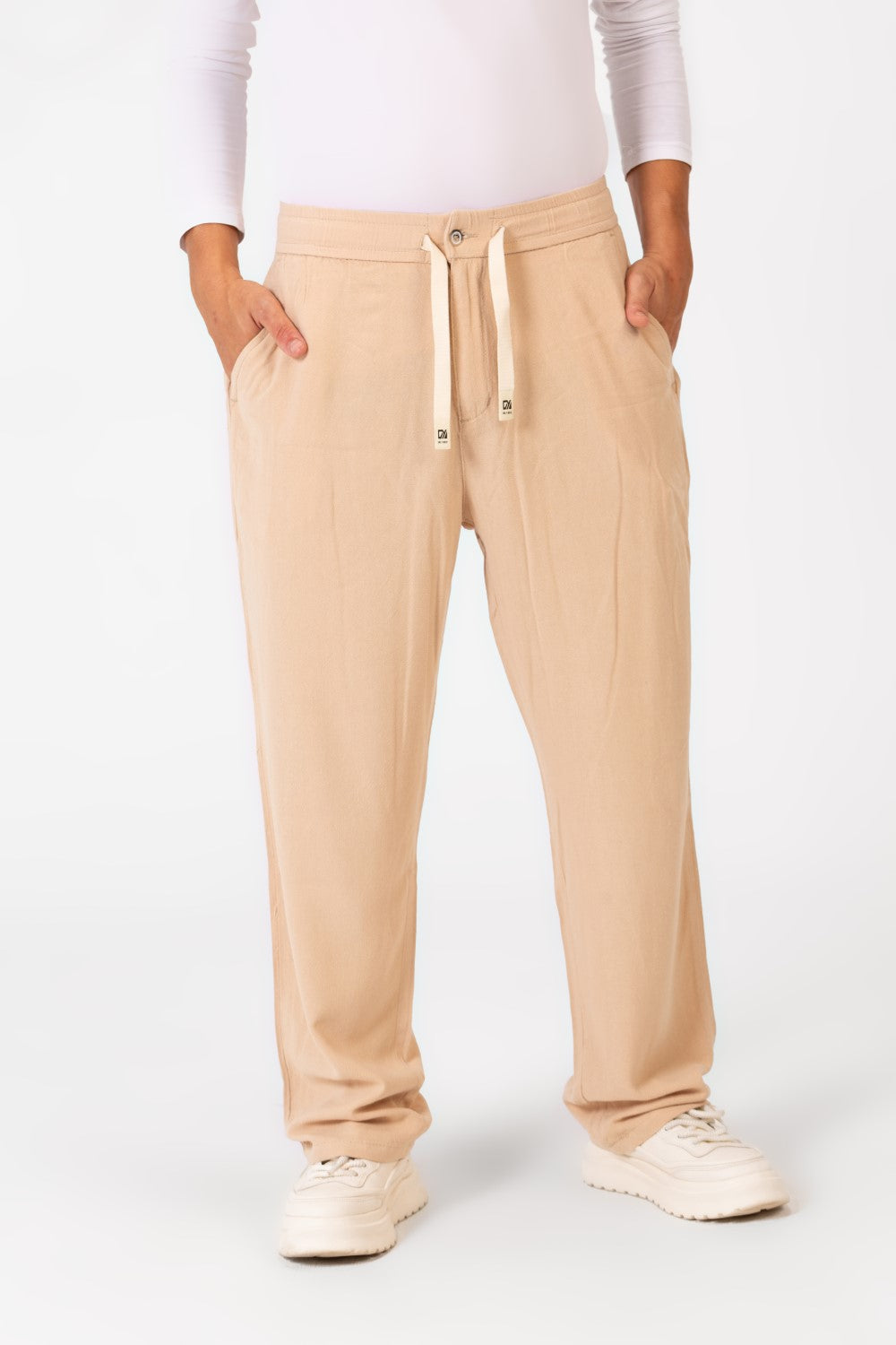 Men's Comfortable Linen basic Pants With A Drawstring In The Middle And Modern Basic Ssummer Ccolors