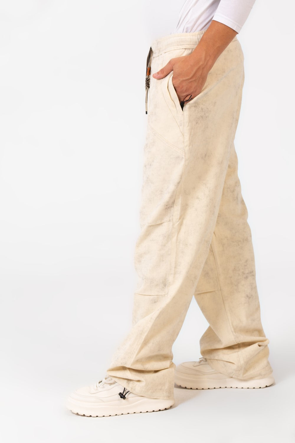 Men's Tie Dye Gabardine Pants With Elastic Waistband And Pockets In Modern Design