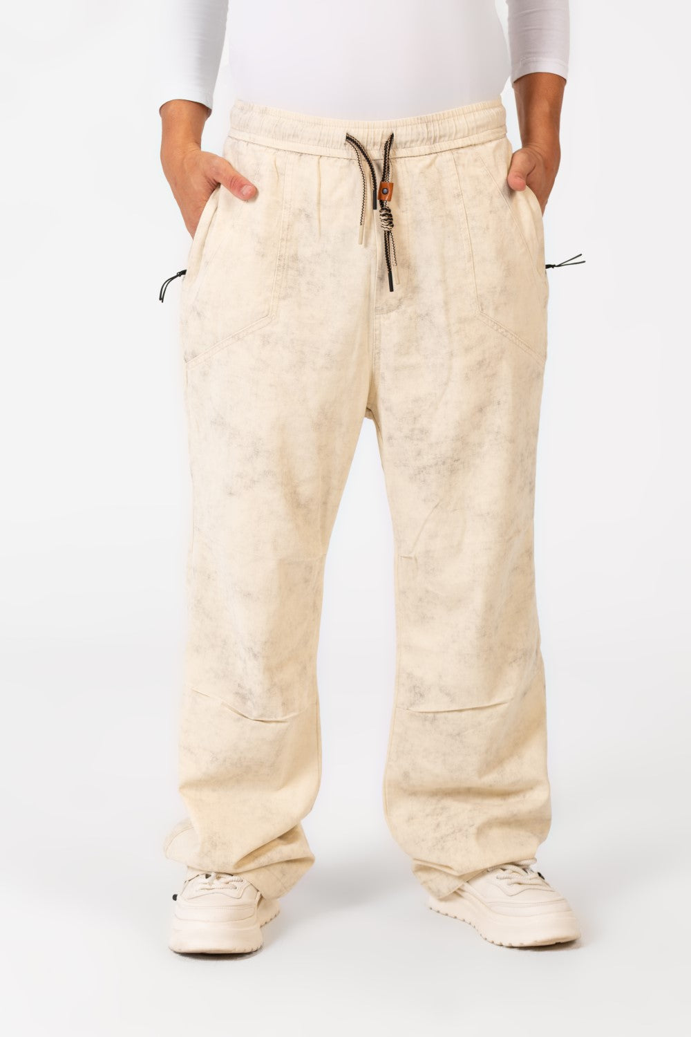 Men's Tie Dye Gabardine Pants With Elastic Waistband And Pockets In Modern Design