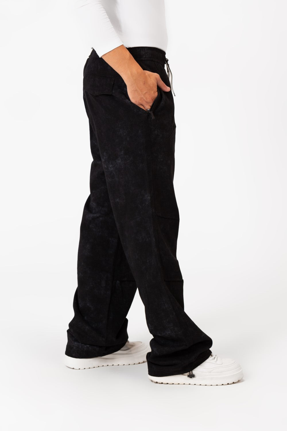 Men's Tie Dye Gabardine Pants With Elastic Waistband And Pockets In Modern Design