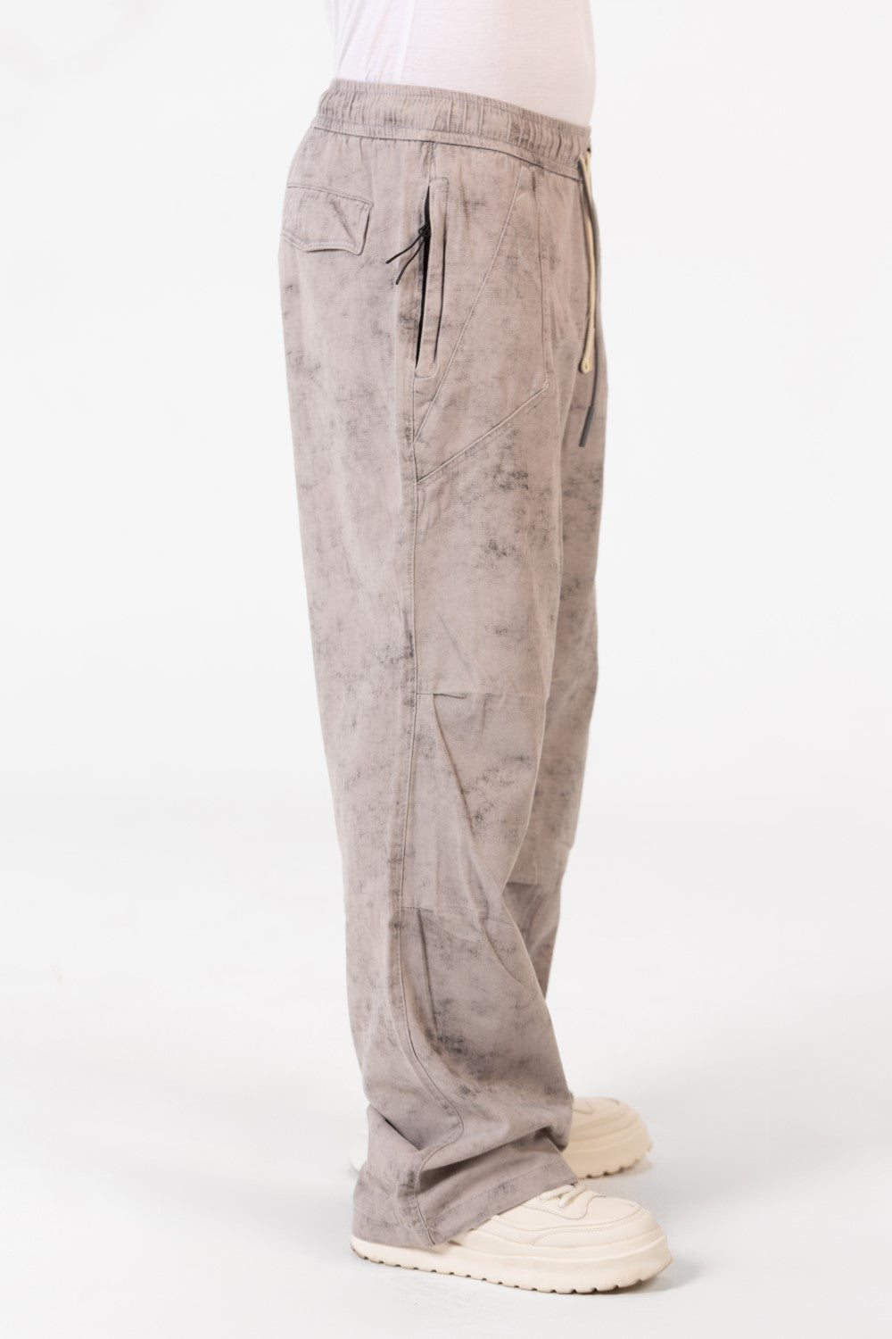 Men's Tie Dye Gabardine Pants With Elastic Waistband And Pockets In Modern Design