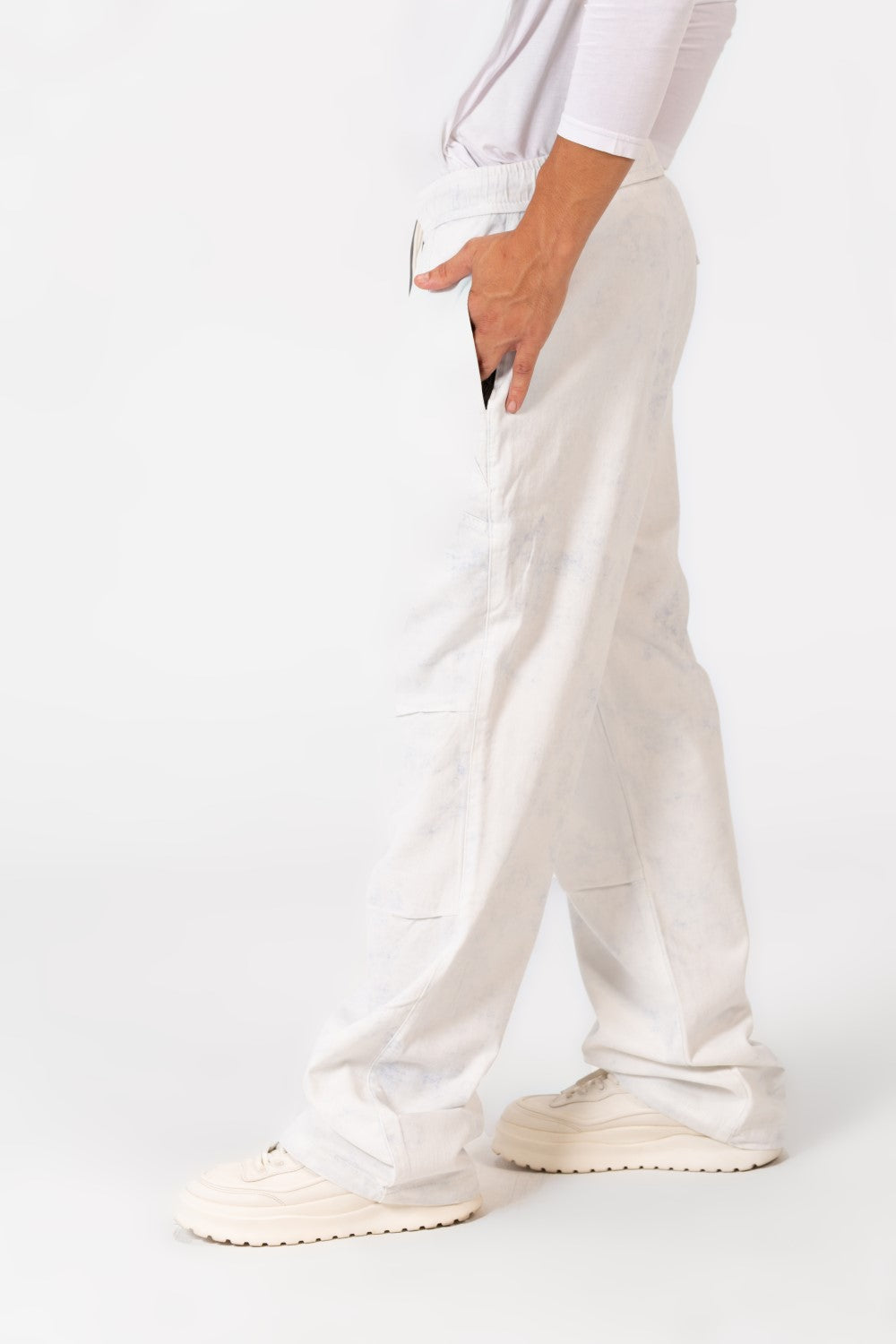 Men's Tie Dye Gabardine Pants With Elastic Waistband And Pockets In Modern Design