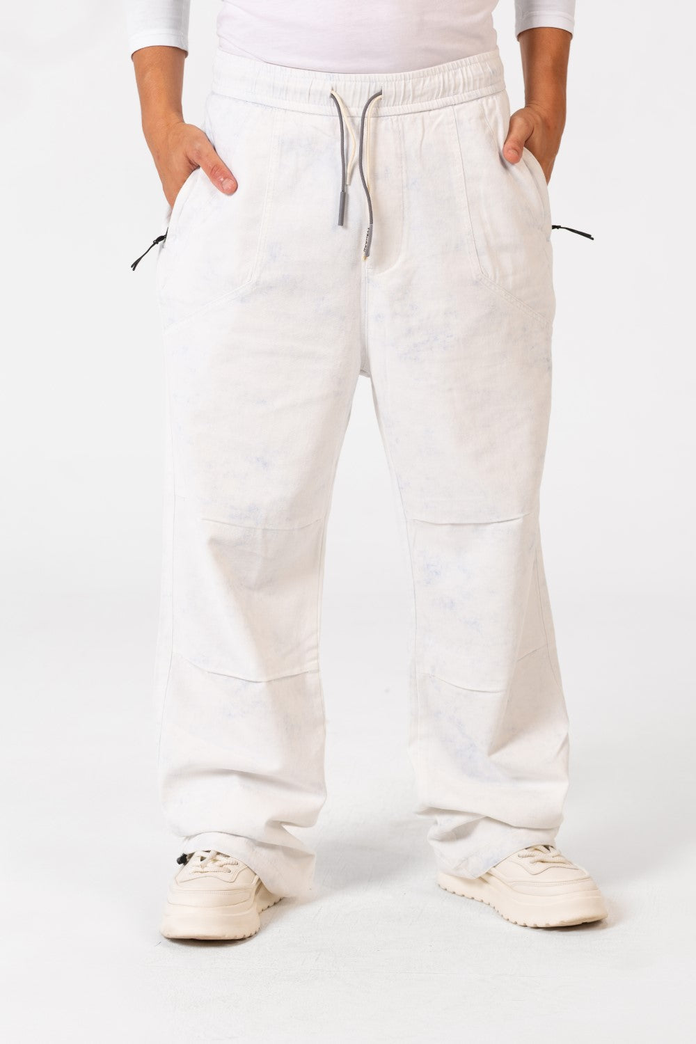 Men's Tie Dye Gabardine Pants With Elastic Waistband And Pockets In Modern Design