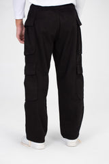 Men's Slouchy Gabardine Cargo Pants with Elastic Waist And Side Pockets