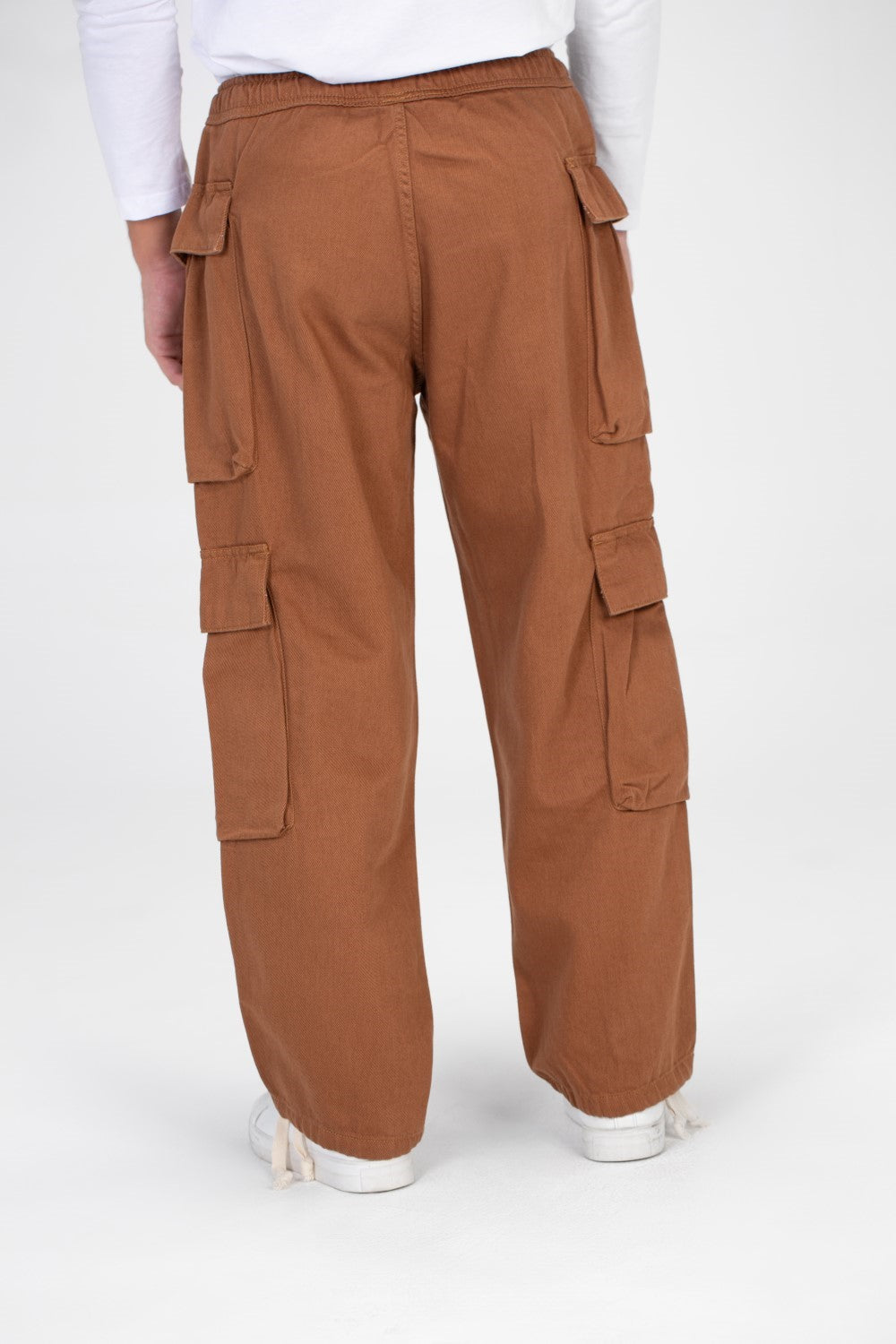 Men's Slouchy Gabardine Cargo Pants with Elastic Waist And Side Pockets