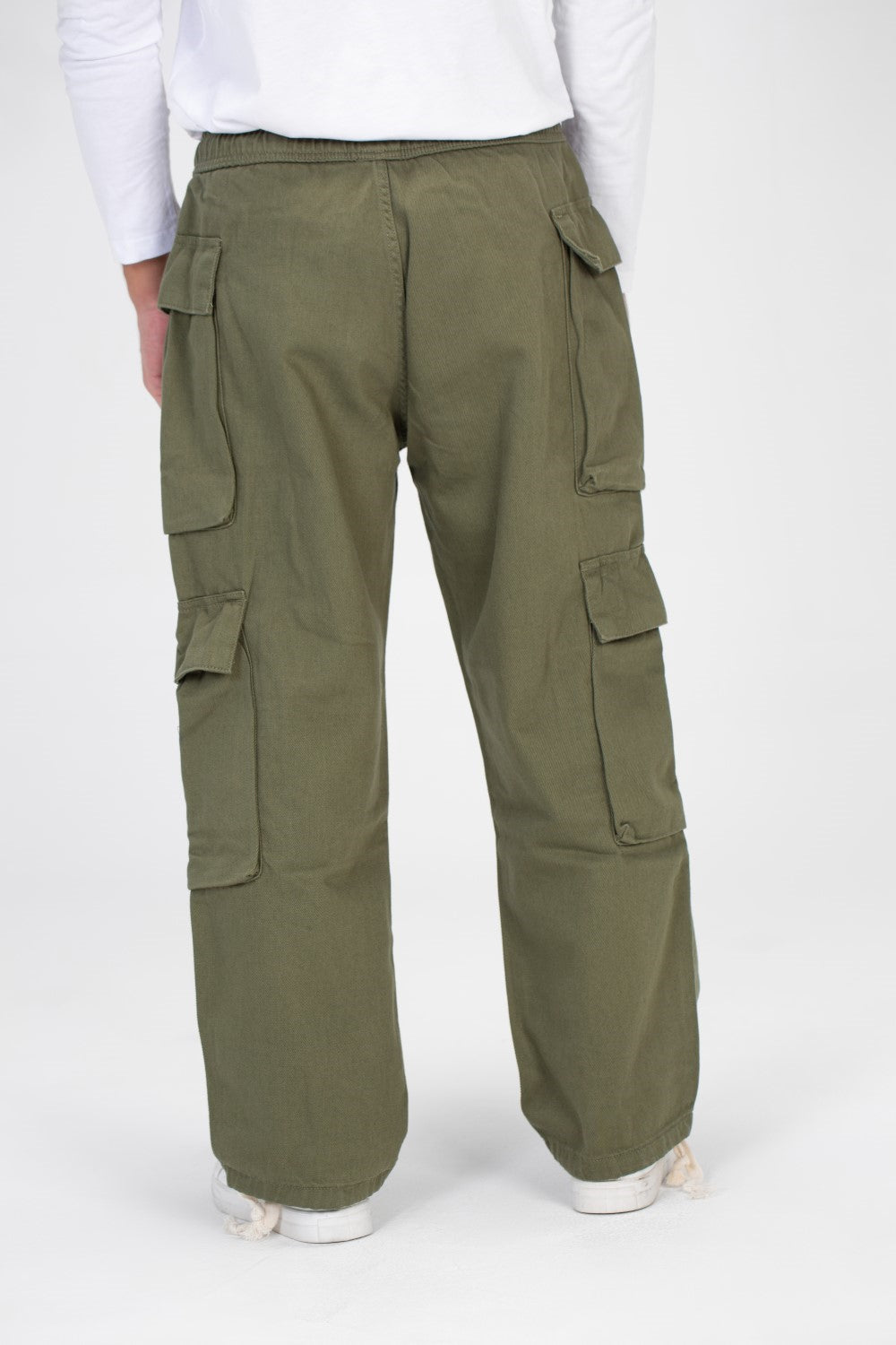 Men's Slouchy Gabardine Cargo Pants with Elastic Waist And Side Pockets