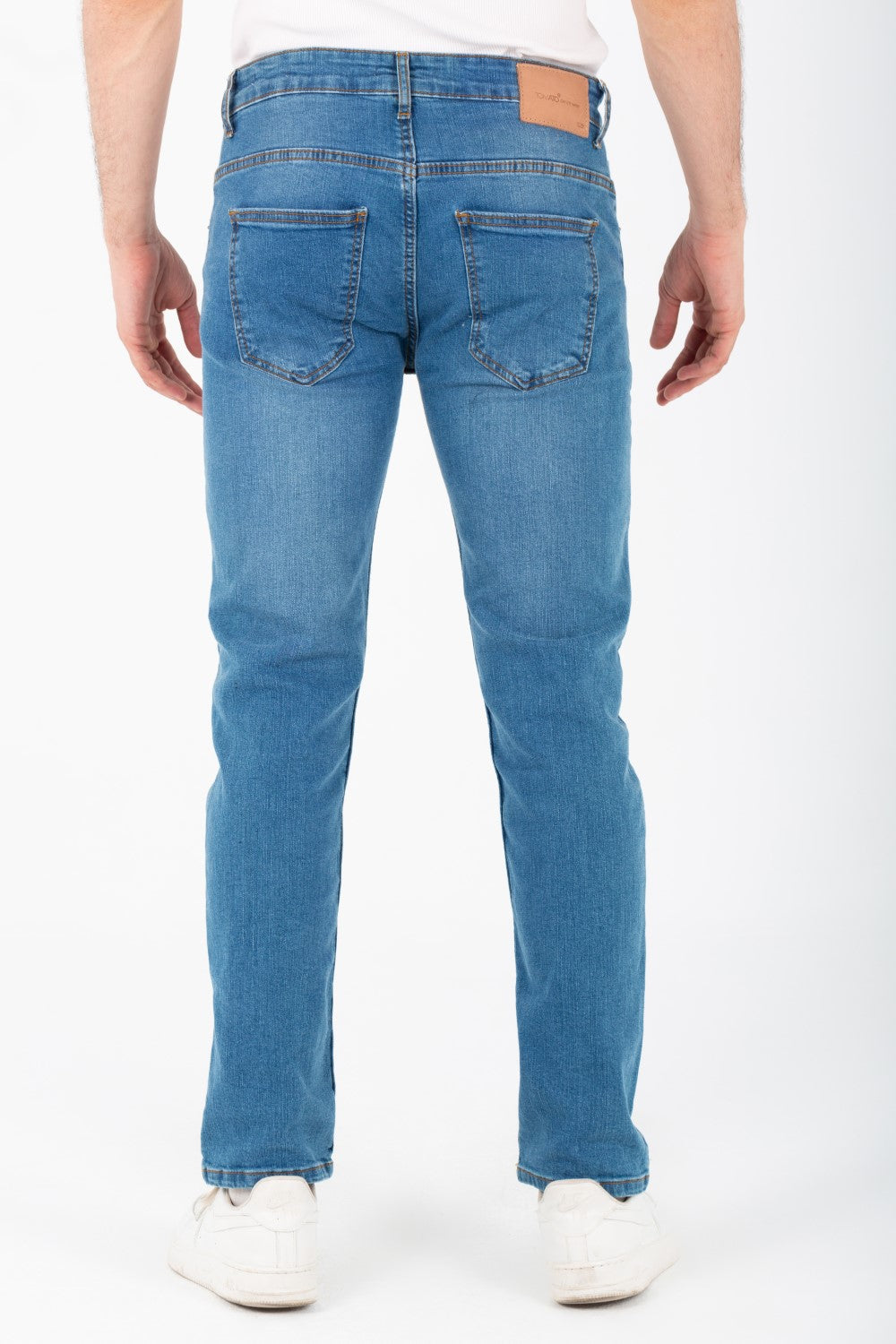 Men's Regular Fit Jeans Used Pants With Five Pockets And Tomato Patch On The Back
