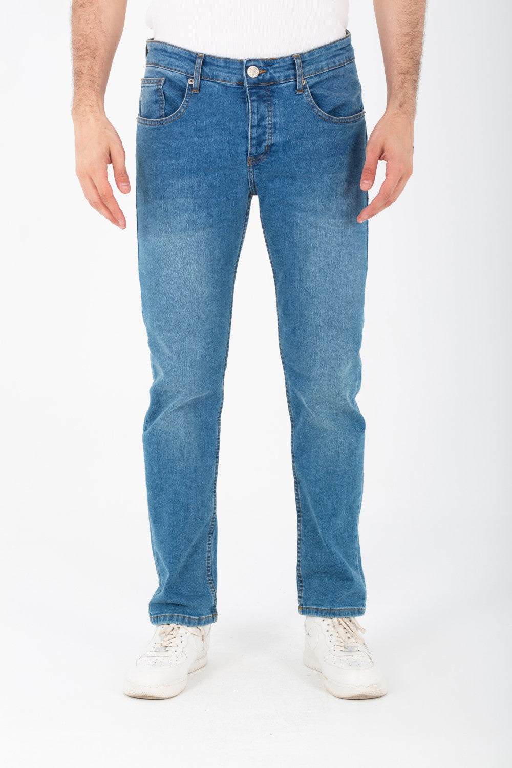 Men's Regular Fit Jeans Used Pants With Five Pockets And Tomato Patch On The Back