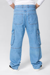 Men's Slim Fit Cargo Jeans Pants With Side Pockets