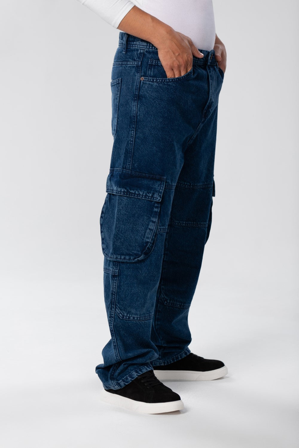 Men's Slim Fit Cargo Jeans Pants With Side Pockets