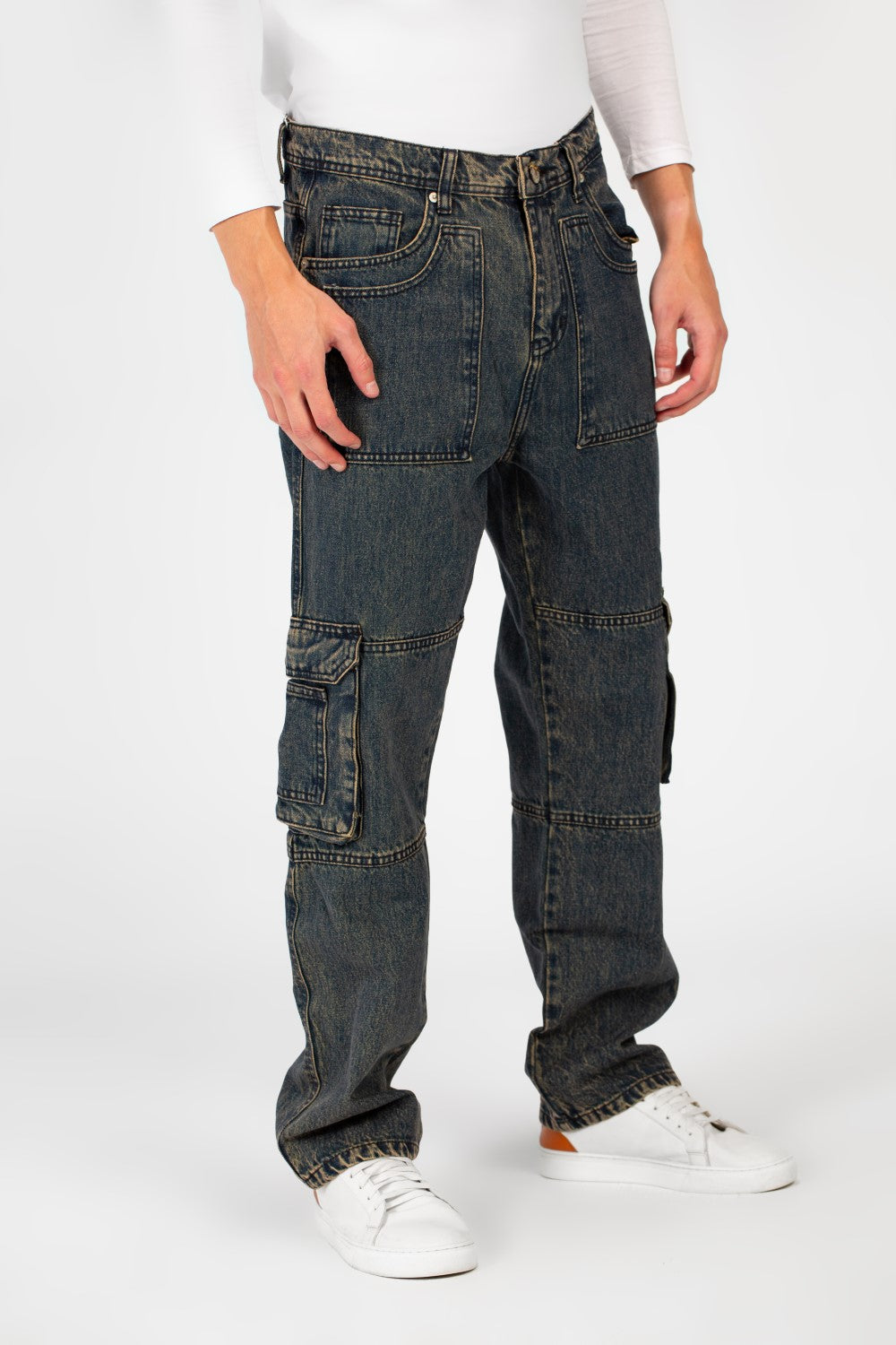 Men's Cargo Jeans Pants With A Modern Fit And Pockets