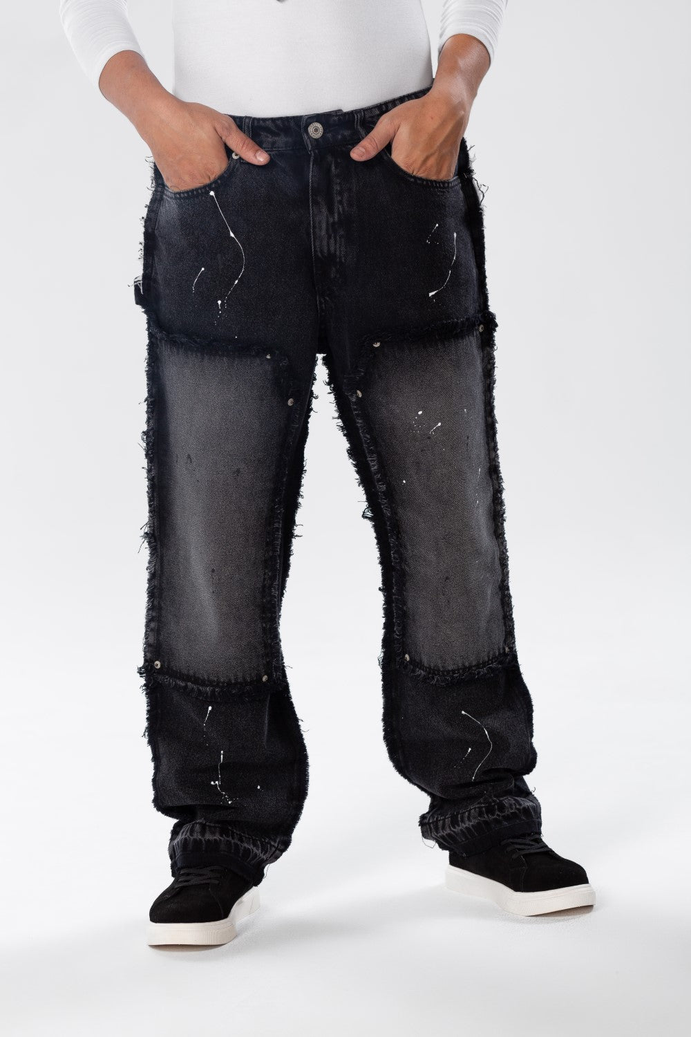 Men's Cargo Jeans Pants With A Modern Print And Cut