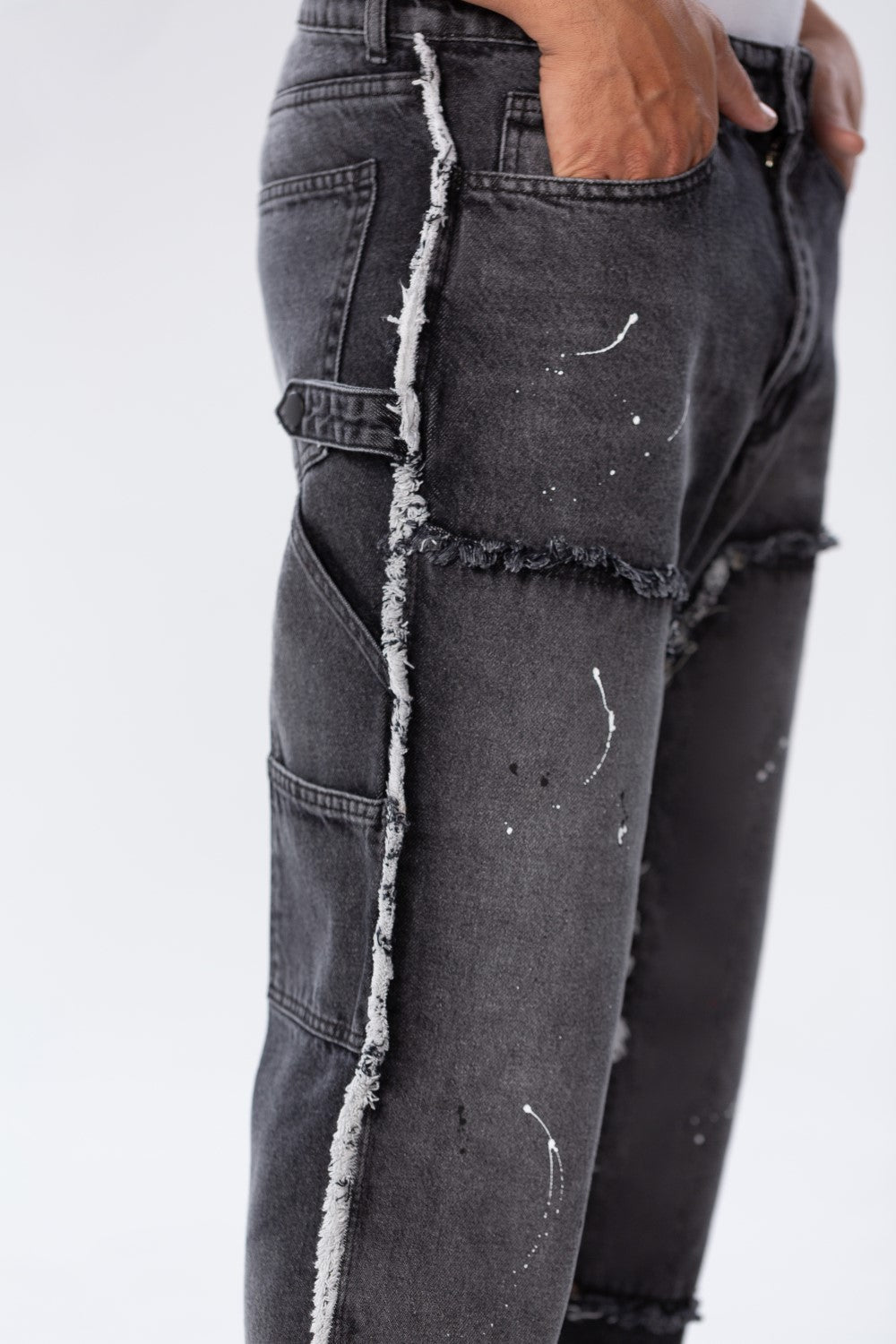 Men's Cargo Jeans Pants With A Modern Print And Cut