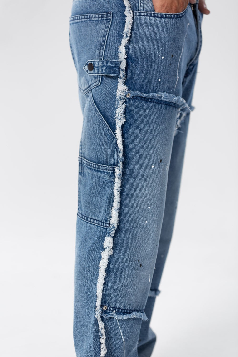 Men's Cargo Jeans Pants With A Modern Print And Cut