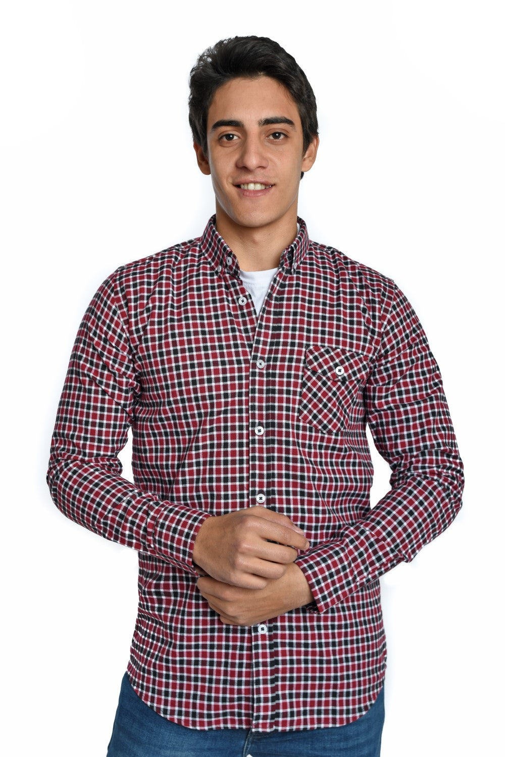 Men's Unique Style Regular Fit Cotton Shirt With Checked Details That Features A Unique Cut