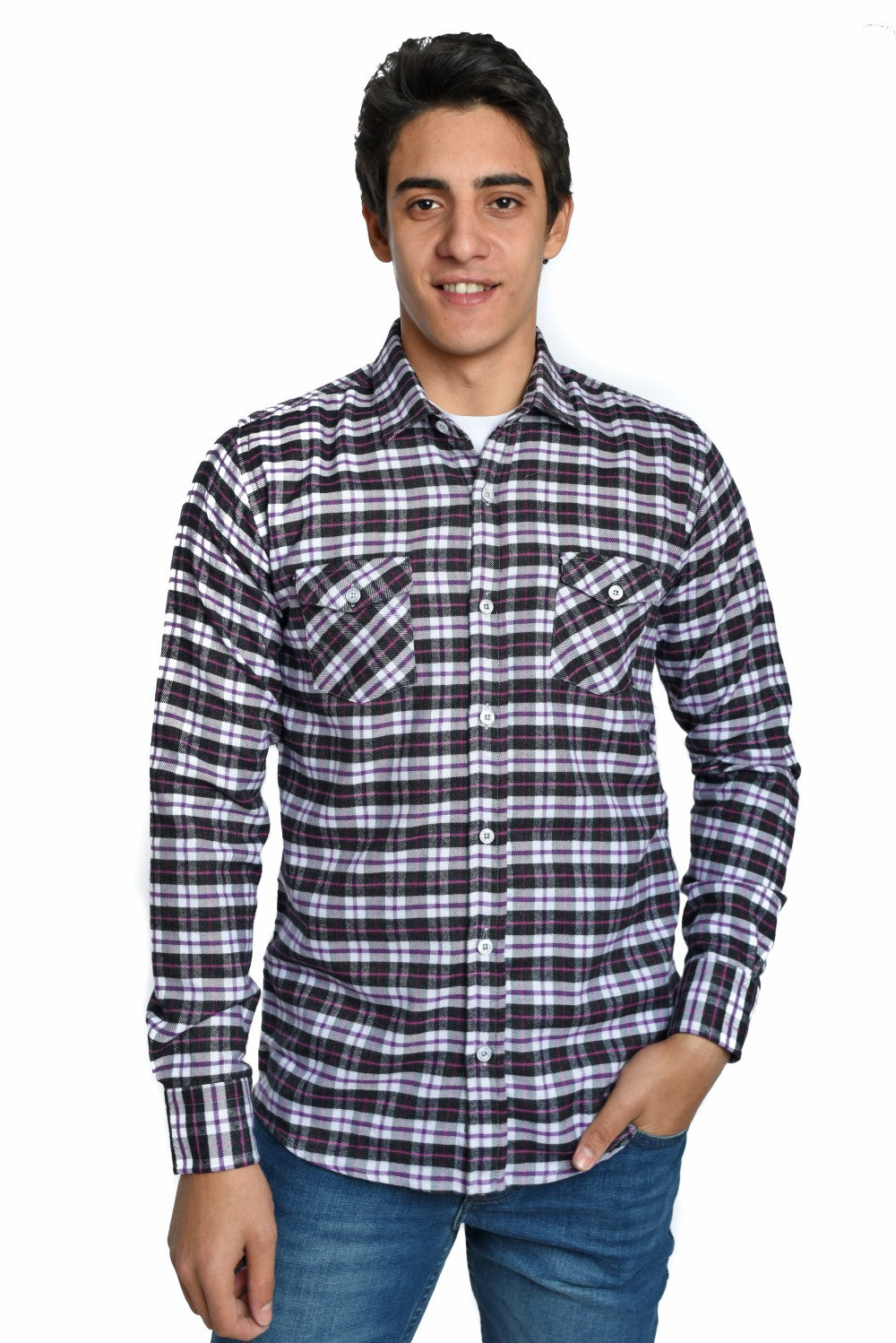 Men's Unique Style Regular Fit Cotton Shirt Checked Details That Features A Unique Cut