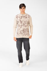 Men's Jakar Pullover With Full Front Print & Zip Up