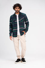 Men's Checked Soft Material Winter Front Pockets Shirt