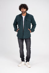 Men's Checked Regular Fit Front Pockets Padded Made Of Soft Wool Shirt