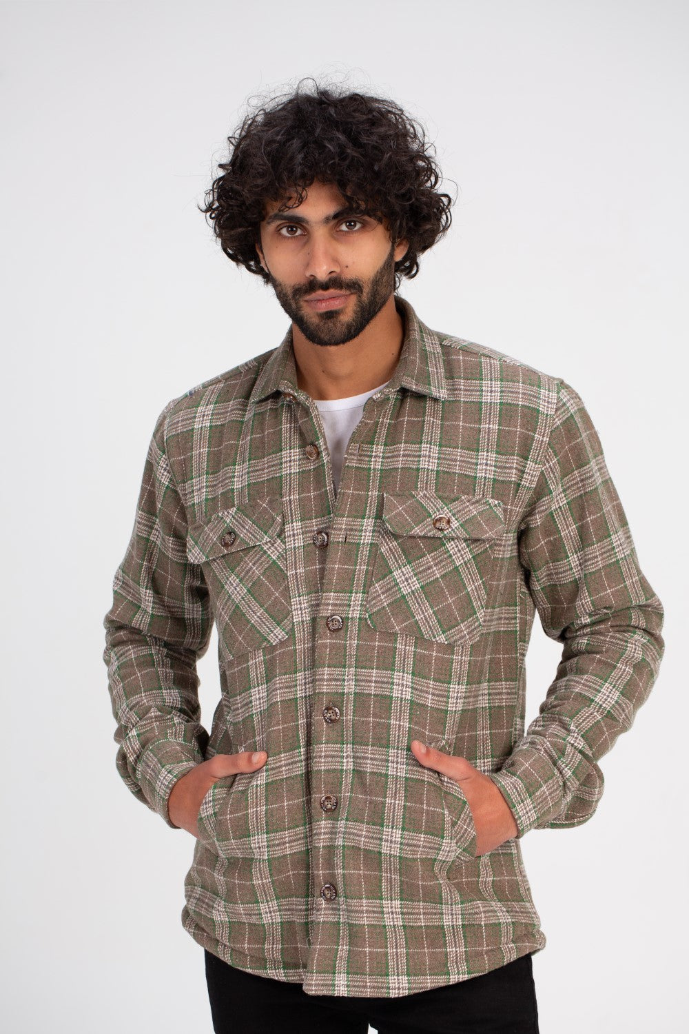 Men's Checked Regular Fit Front Pockets Padded Shirt