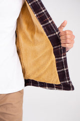 Men's Checked Regular Fit Front Pockets Padded Fur Soft Wool Shirt