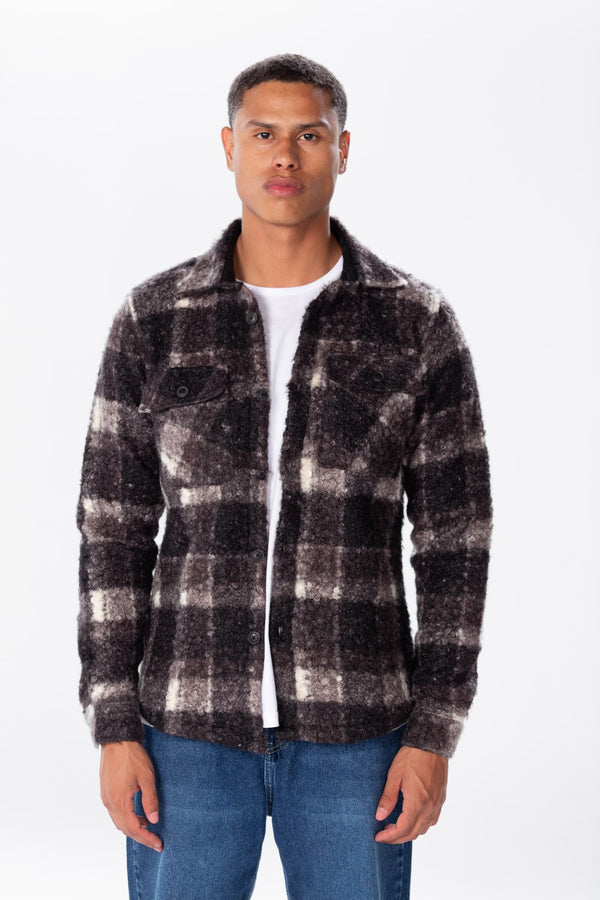 Men's Checked Shirt With Front Pockets And Long Sleeves