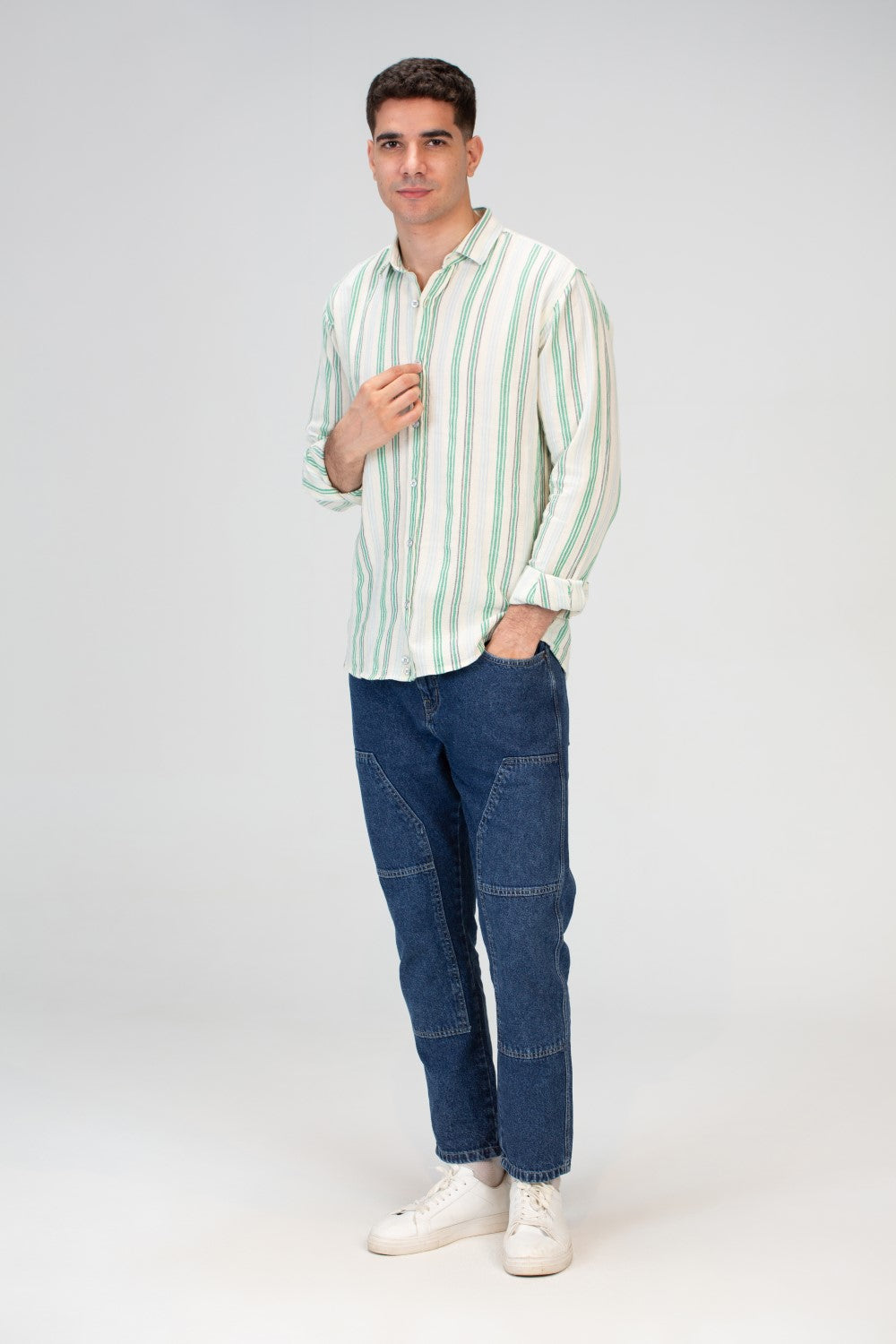 Mens Striped Slim Fit Button Front Shirt
