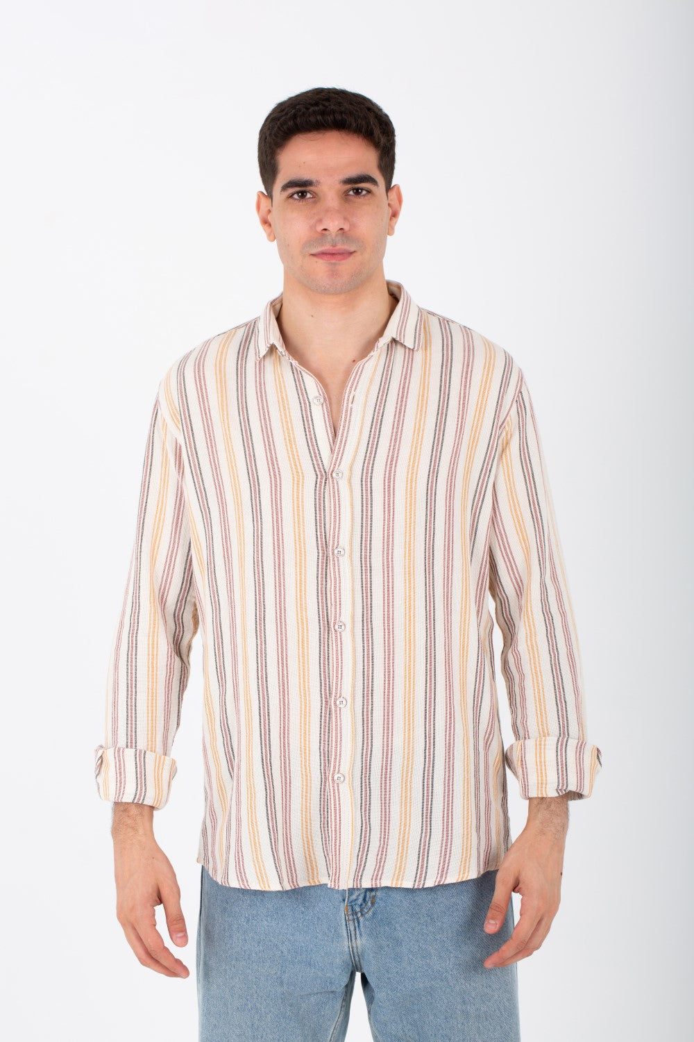 Mens Striped Slim Fit Button Front Shirt
