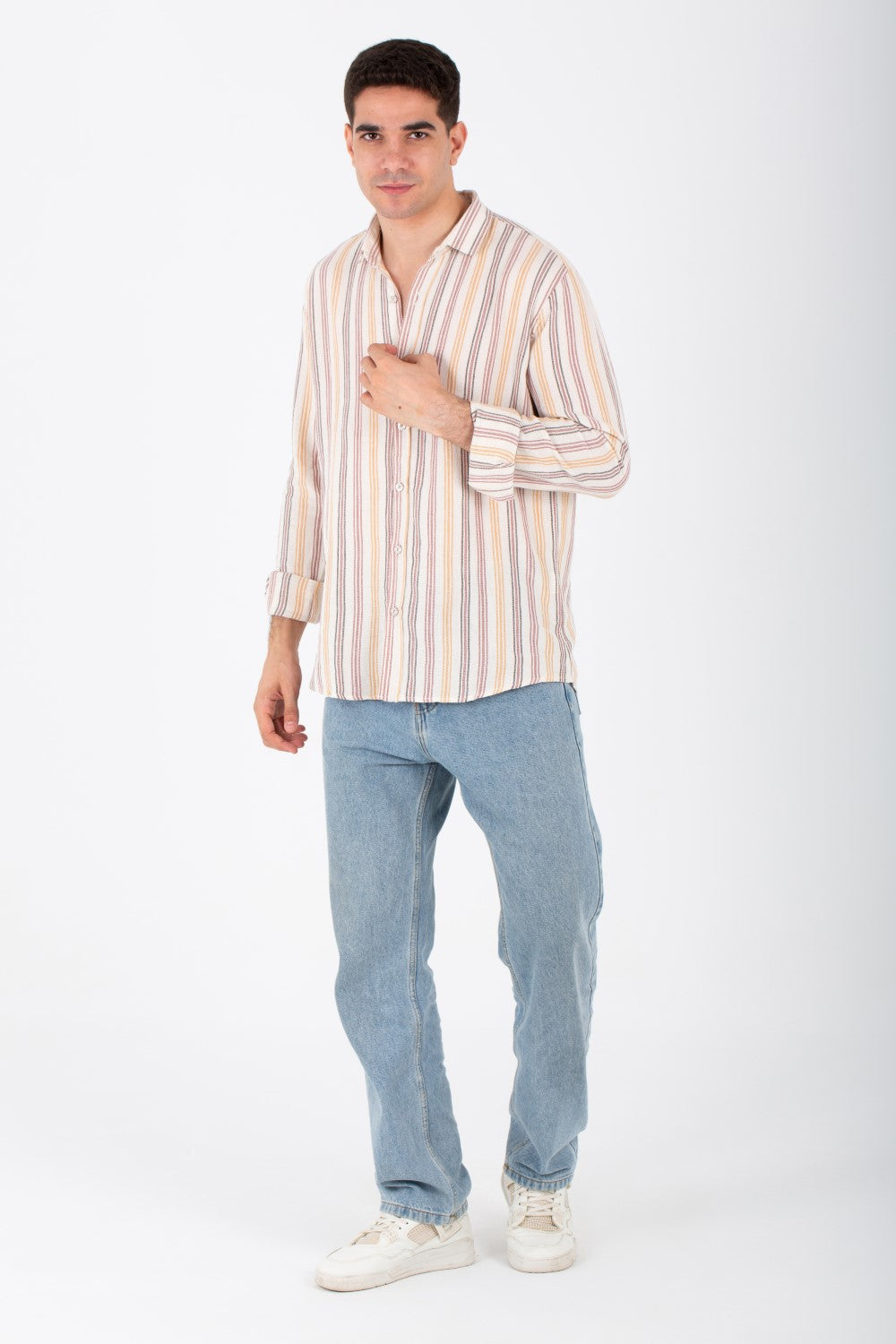 Mens Striped Slim Fit Button Front Shirt
