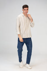 Mens Striped Slim Fit Button Front Shirt