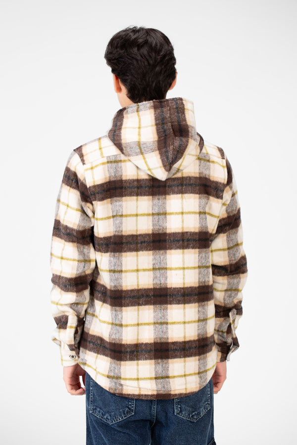 Men's Padded Fur Hood Shirt With A Full Zipper Closure