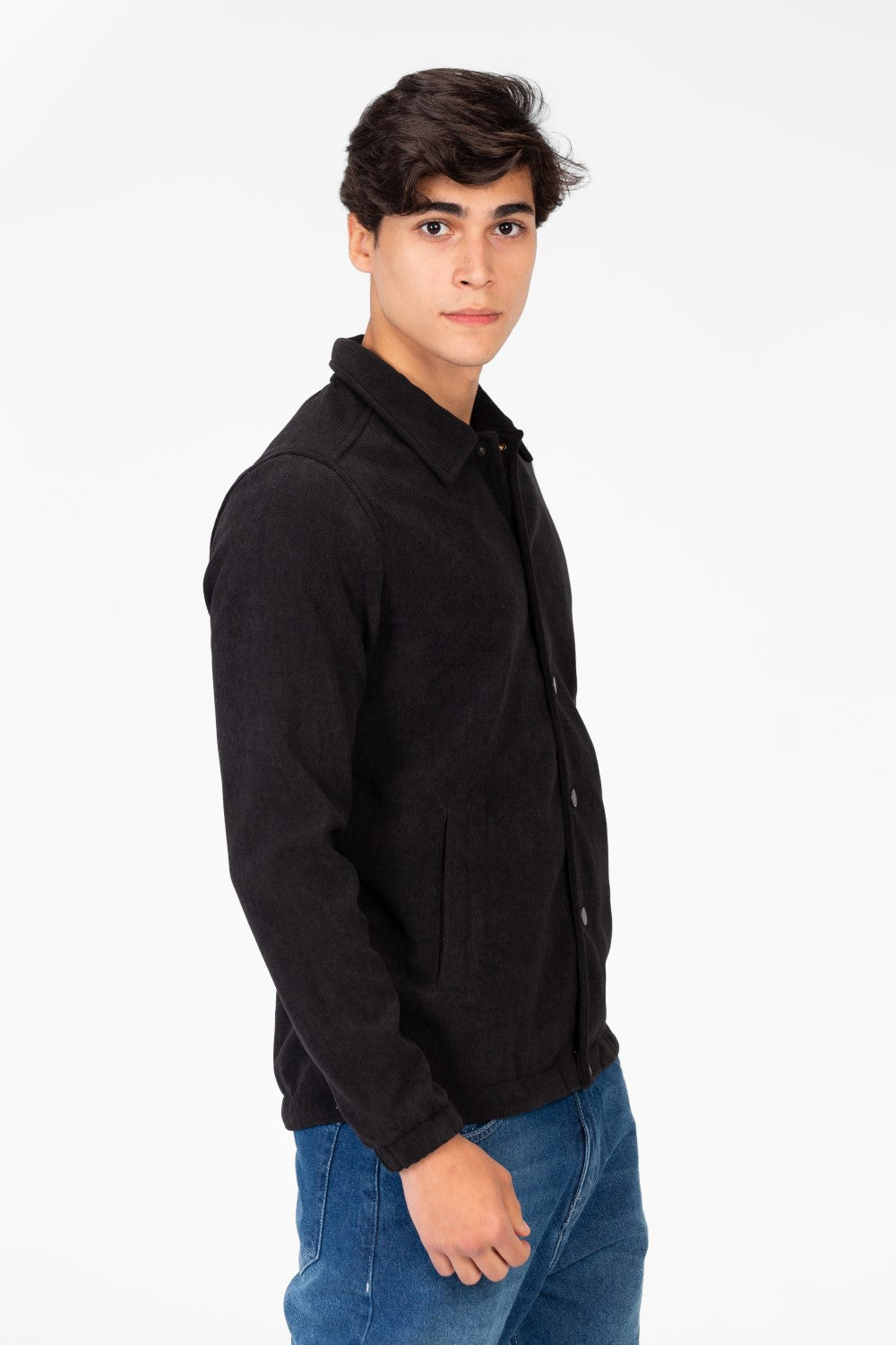 Men's Basic Fur Padded Shirt With Front Pockets And Long Sleeves