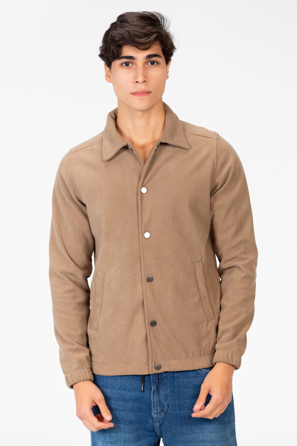 Men's Basic Fur Padded Shirt With Front Pockets And Long Sleeves