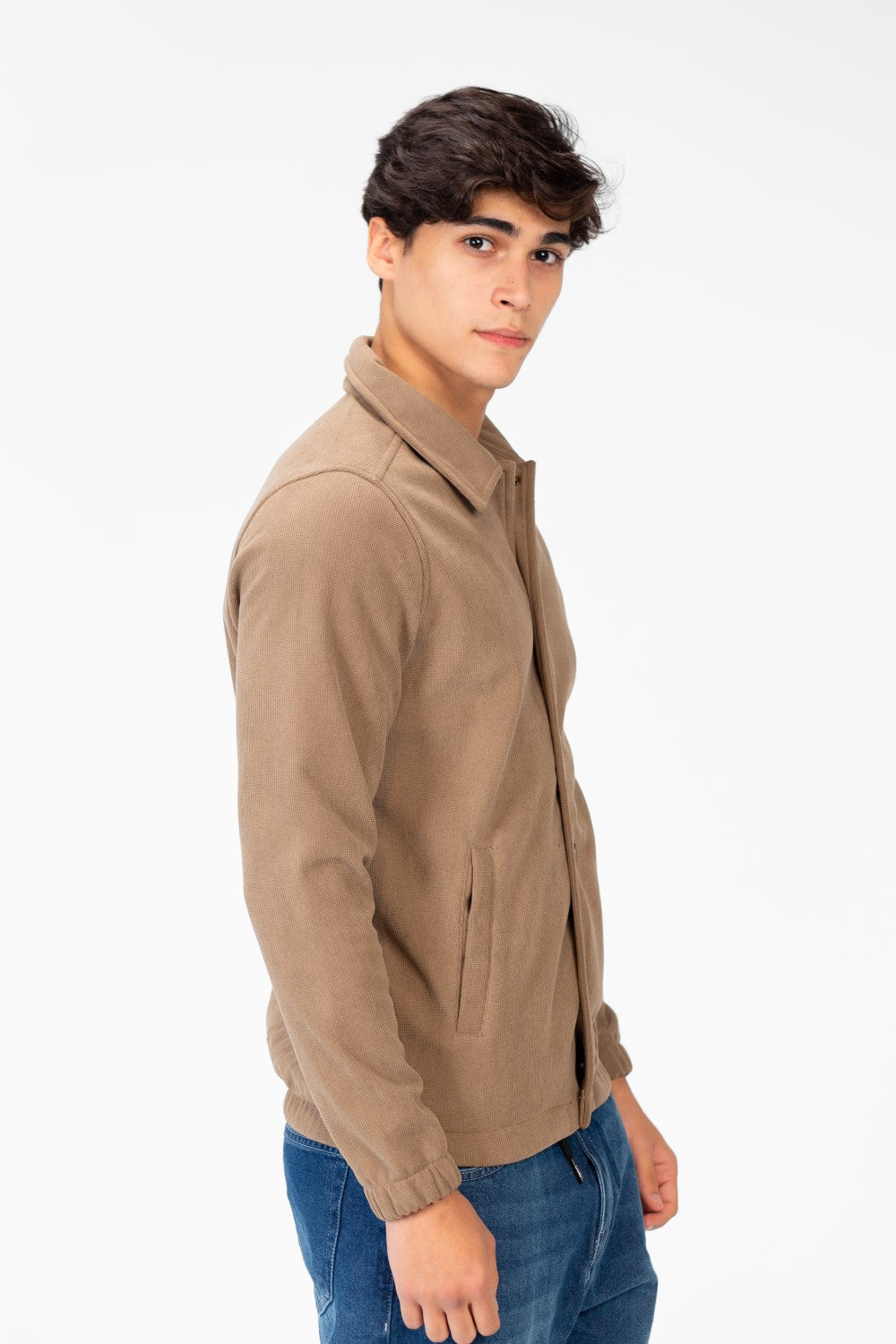 Men's Basic Fur Padded Shirt With Front Pockets And Long Sleeves