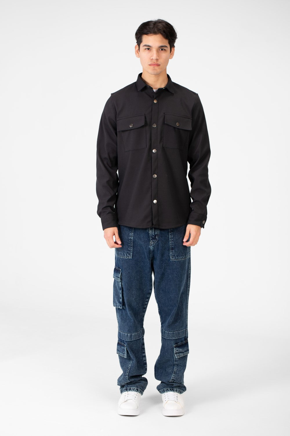 Men's Basic Winter Fur Padded Shirt With Front Pockets