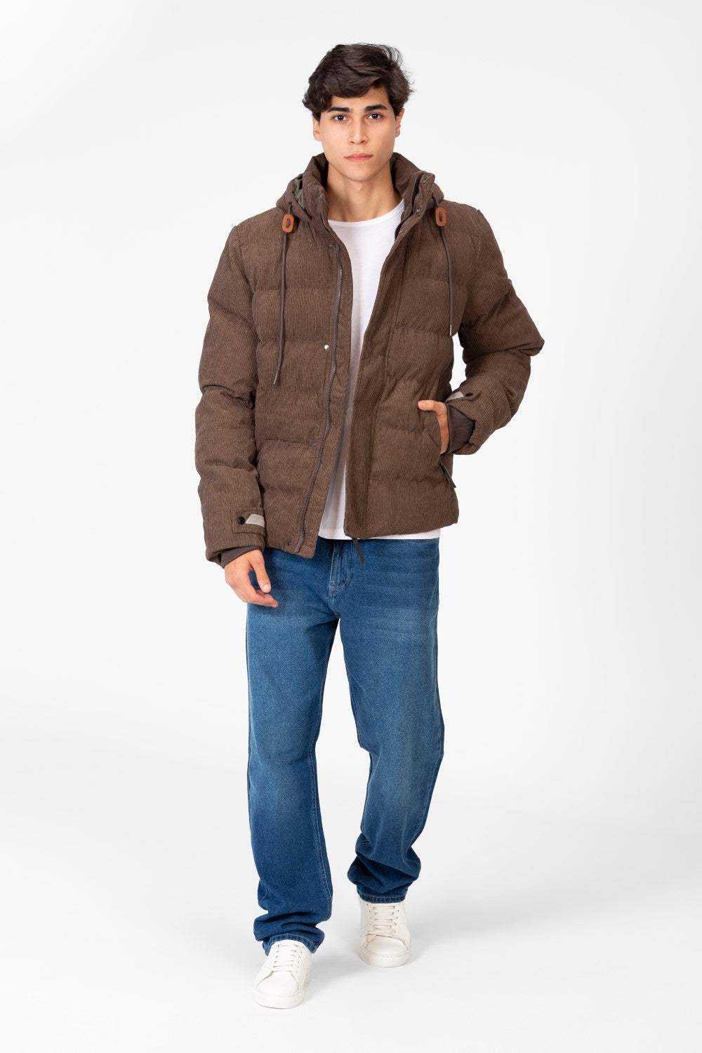 Men's Long Sleeved Velvet Hood Jacket