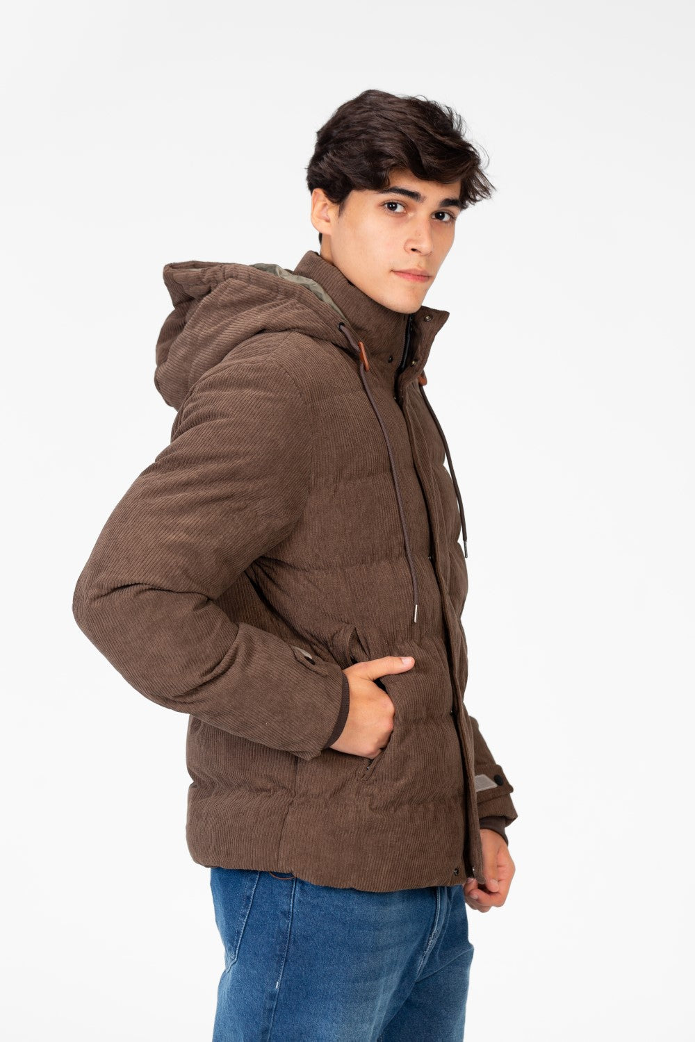 Men's Long Sleeved Velvet Hood Jacket