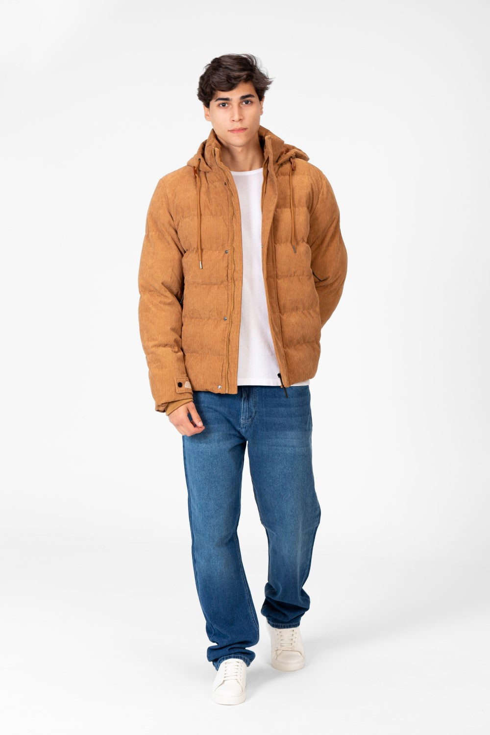 Men's Long Sleeved Velvet Hood Jacket