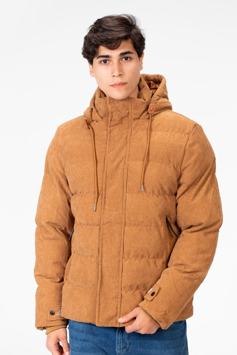 Men's Long Sleeved Velvet Hood Jacket