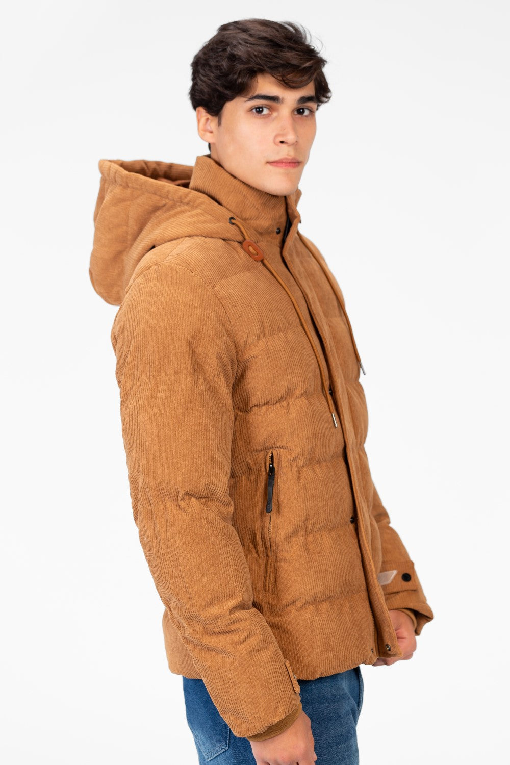 Men's Long Sleeved Velvet Hood Jacket