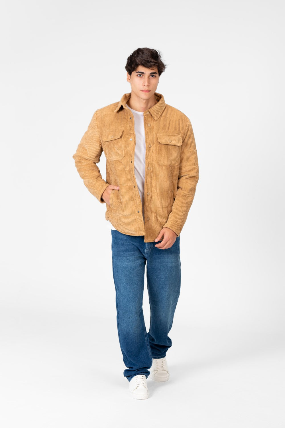 Men's Velvet Jacket With Buttons And Front Pockets