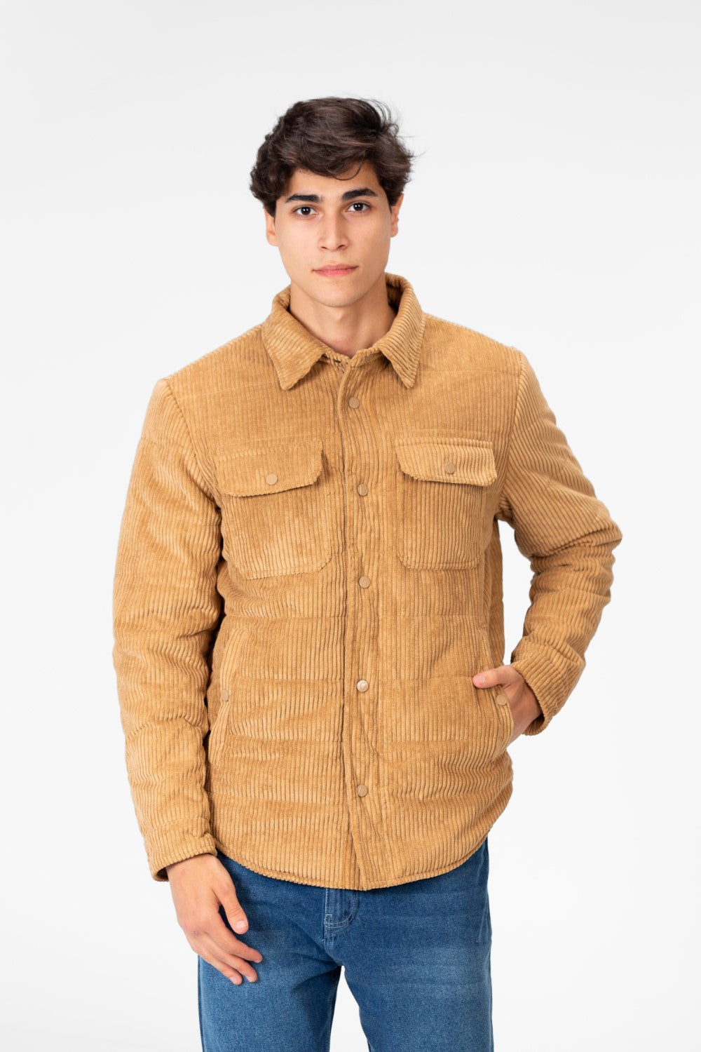 Men's Velvet Jacket With Buttons And Front Pockets