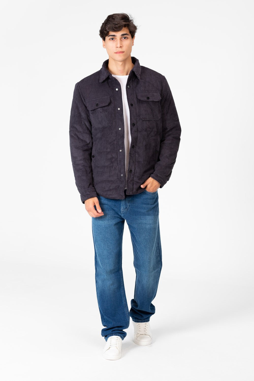 Men's Velvet Jacket With Buttons And Front Pockets