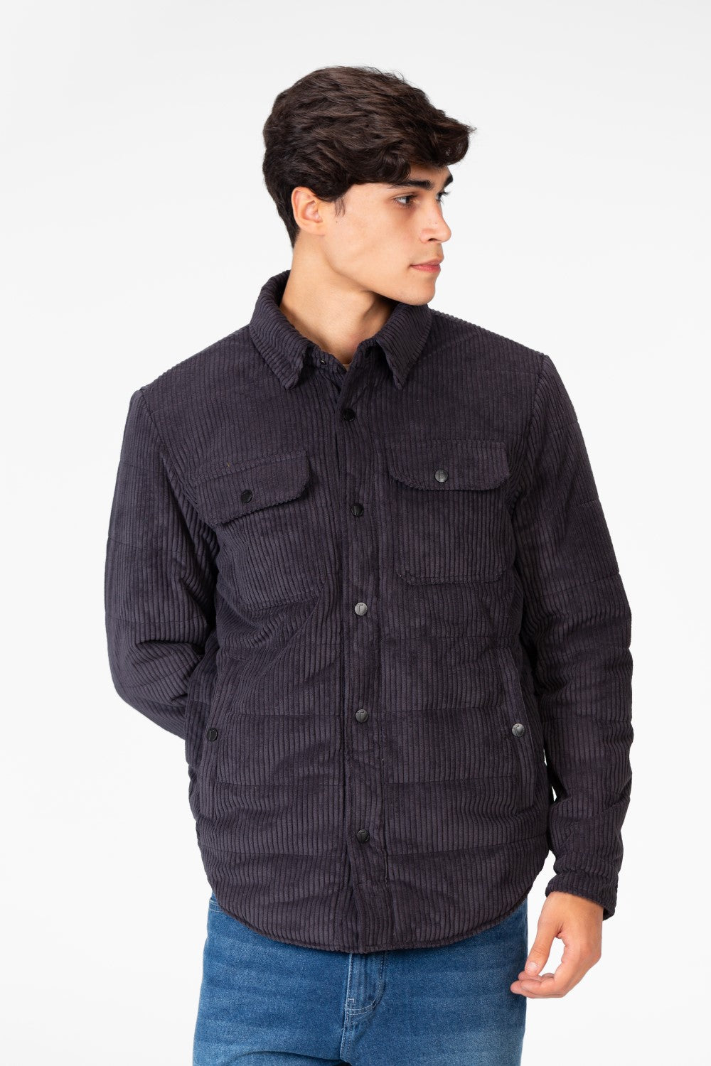 Men's Velvet Jacket With Buttons And Front Pockets