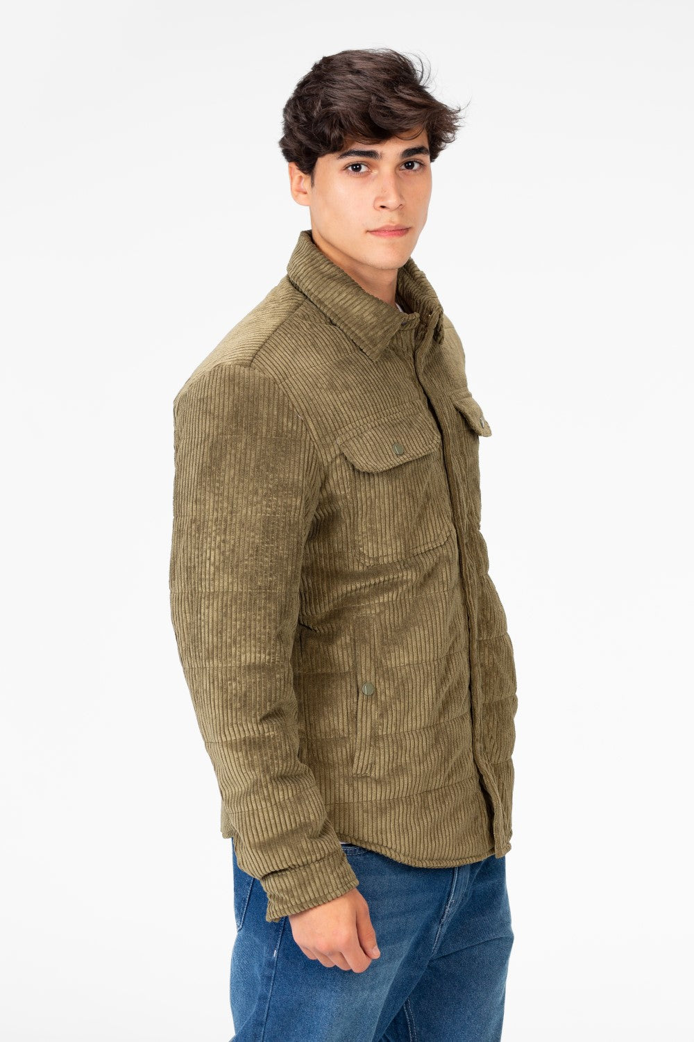 Men's Velvet Jacket With Buttons And Front Pockets